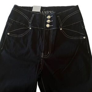 Danesi Jeans Black Slim Fit Pants with Contrast Stitching Size 7‎ Stretch